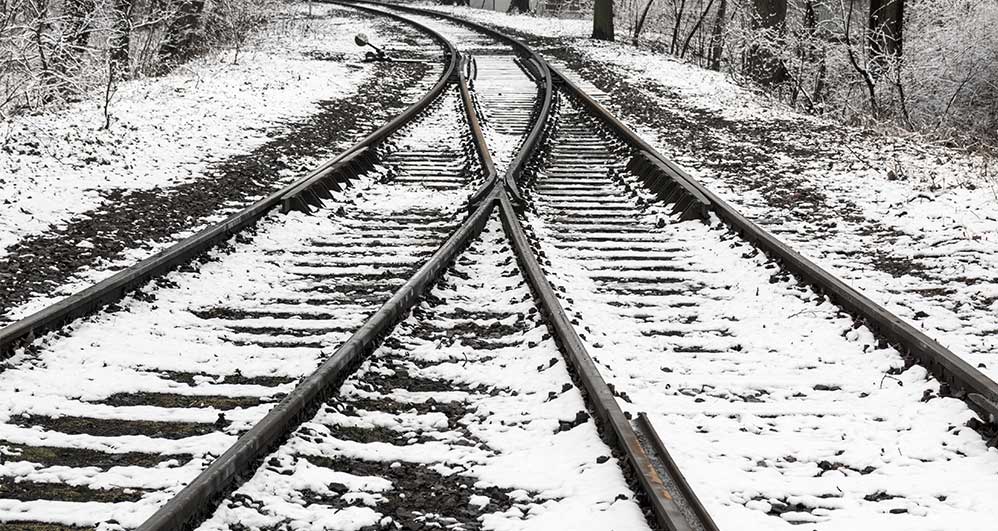 Railroad switches in the snow